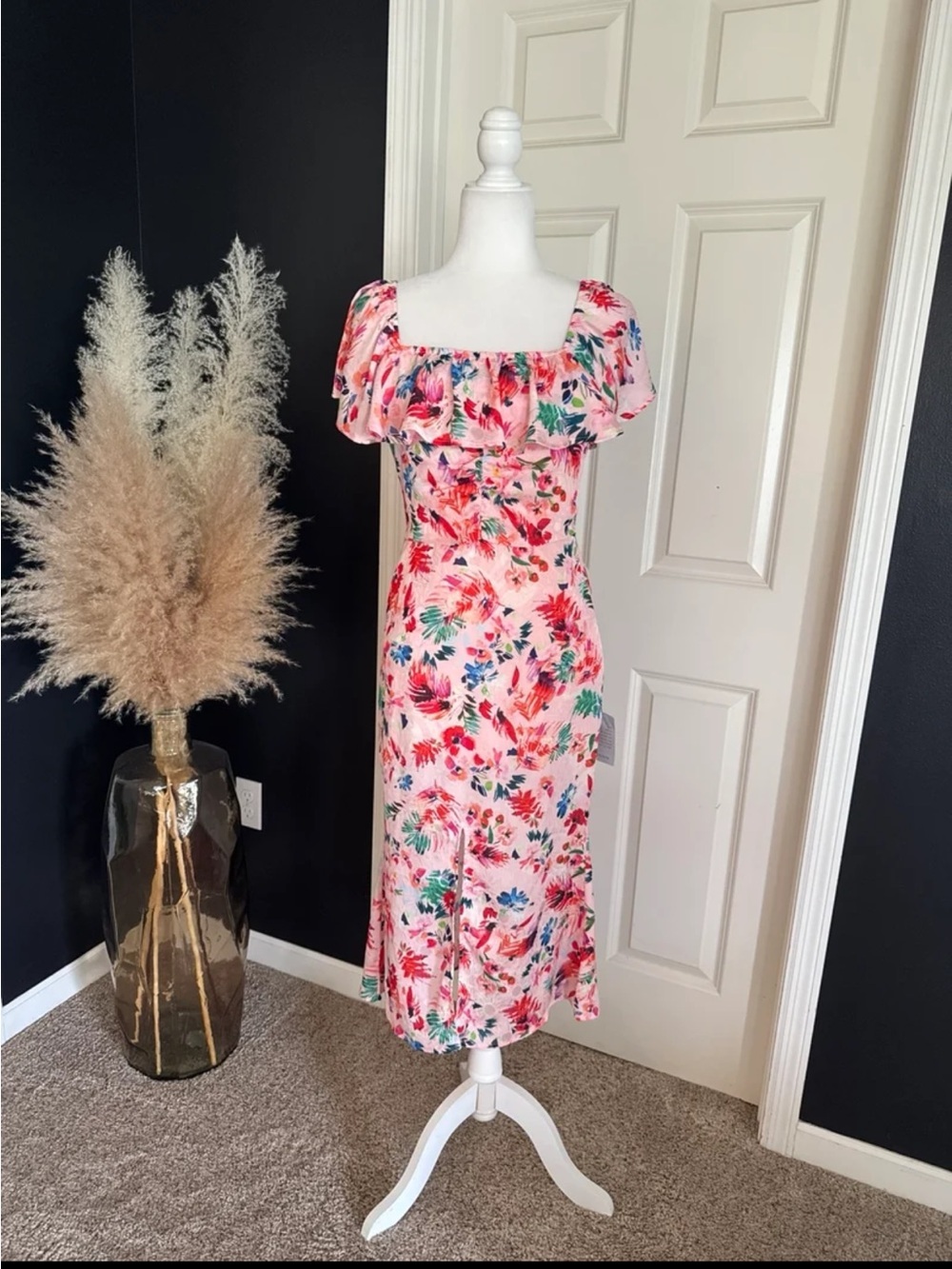 NWT NSR (Napean Sea Road) Floral Ruffled Midi Dress SIZE Small